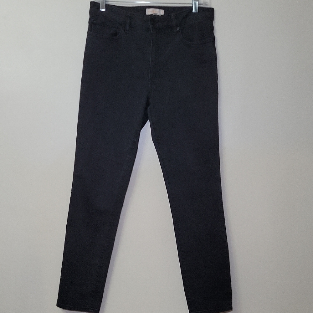 Tory Burch Women Dark Gray Skinny Denim Jeans Logo Back Pocket Size 30